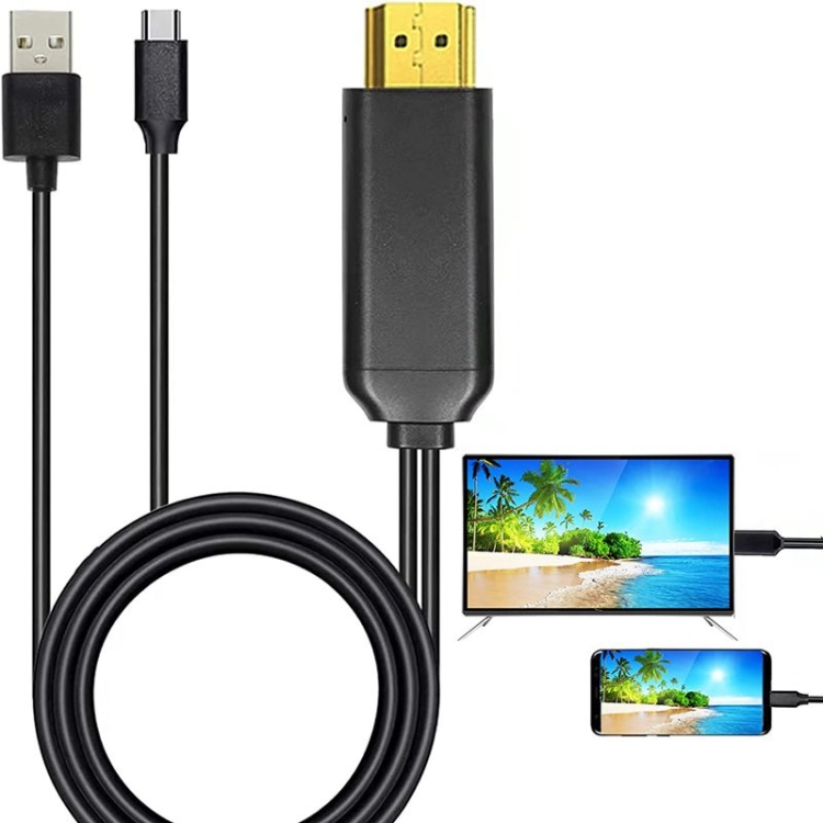 Cable convertidor digital de video USB 3.1 tipo C a HDMI MHL 4K HD para  teléfono Android a monitor proyector TV (negro)