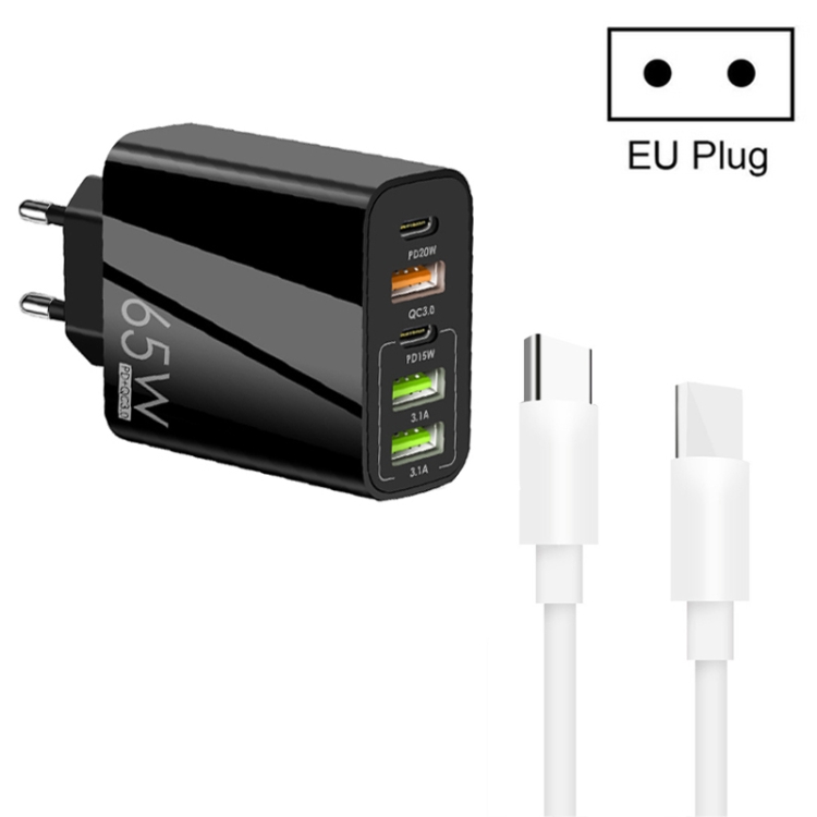 65 W Dual Pd Type C 3 X Chargeur Multi Ports Usb Avec Câble De Données 3a Type C Vers Type C 3225