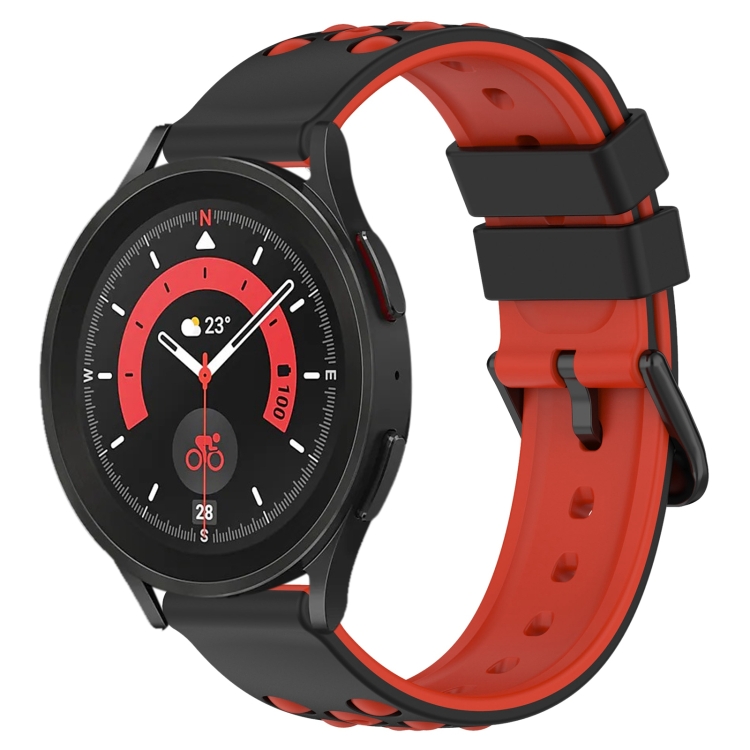 Para Samsung Galaxy Watch5 Pro 45mm 20mm Correa de reloj de silicona de dos  colores (negro