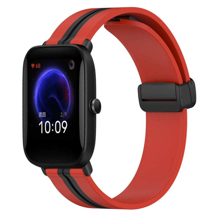 Per Amazfit GTS 2 Mini 20mm Cinturino in silicone bicolore verticale (nero  + rosso)