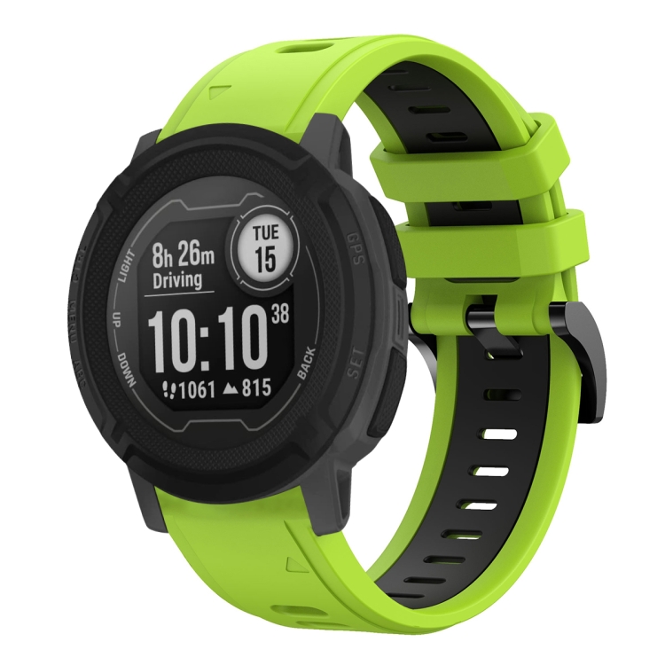 Para Garmin Instinct 22 mm correa de reloj de silicona deportiva de dos  colores (verde lima