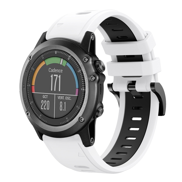 Garmin Fenix 3 Sapphire 26mm Two-Color Sports Silicone Watch Band (White+Black)
