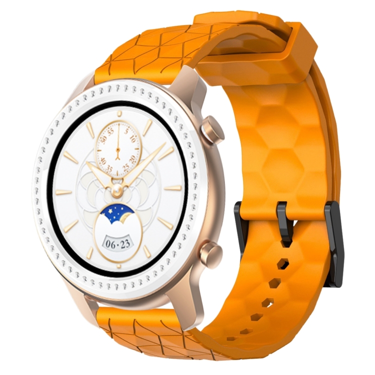For Amazfit GTR 42mm 20mm Football Pattern Solid Color Silicone Watch Band Yellow