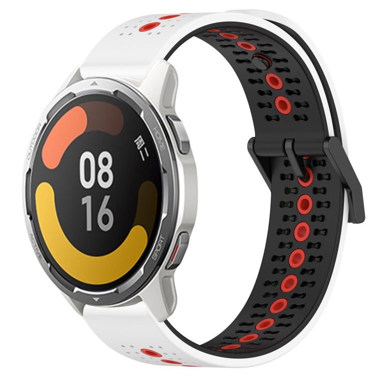 适用于小米Watch S1 Active 22mm 三色透气硅胶表带（白+黑+红）