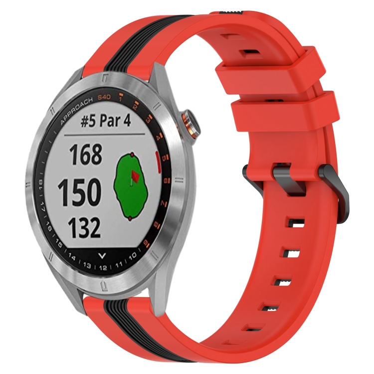 hulkende ved godt Watchful For Garmin Approach S40 20mm Vertical Two-Color Silicone Watch  Band(Red+Black)