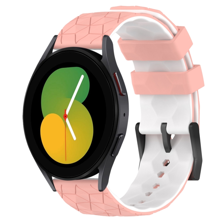For Samsung Galaxy Watch 5 40mm 20mm Football Pattern Two-Color Silicone  Watch Band(Pink+White)