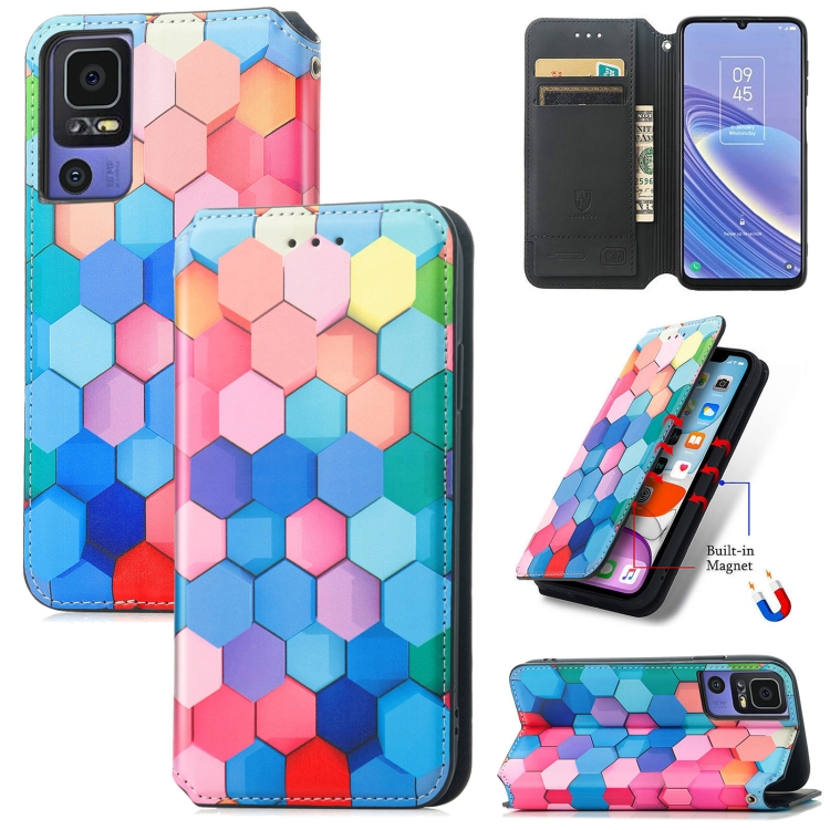 For TCL 40 SE CaseNeo Colorful Magnetic Leather Phone Case(Colorful Cube)