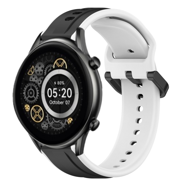 Xiaomi Haylou RT2 LS10 22mm 볼록 루프 2색 실리콘 시계 밴드(검은색 + 흰색)