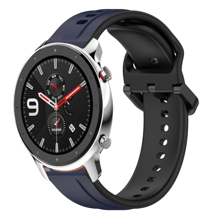 Per Amazfit GTS 4 Mini 20mm Convex Loop Cinturino in silicone bicolore  (nero + rosso)