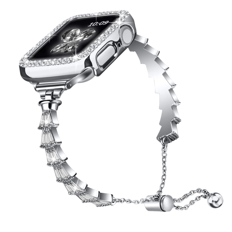Apple Watch Band Silver Swarovski Crystals 38mm-49mm Ultra & 