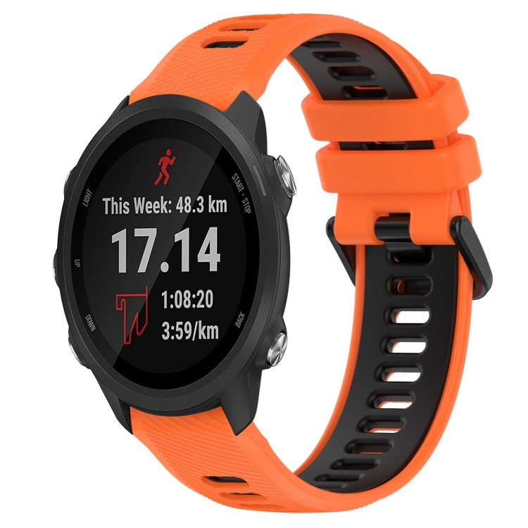 For Garmin Forerunner 245 Music 20mm Sports Two-Color Silicone