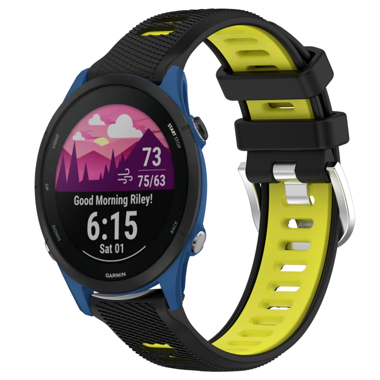 Para Garmin Forerunner 255 Correa de reloj de silicona de dos colores con  bucle convexo de