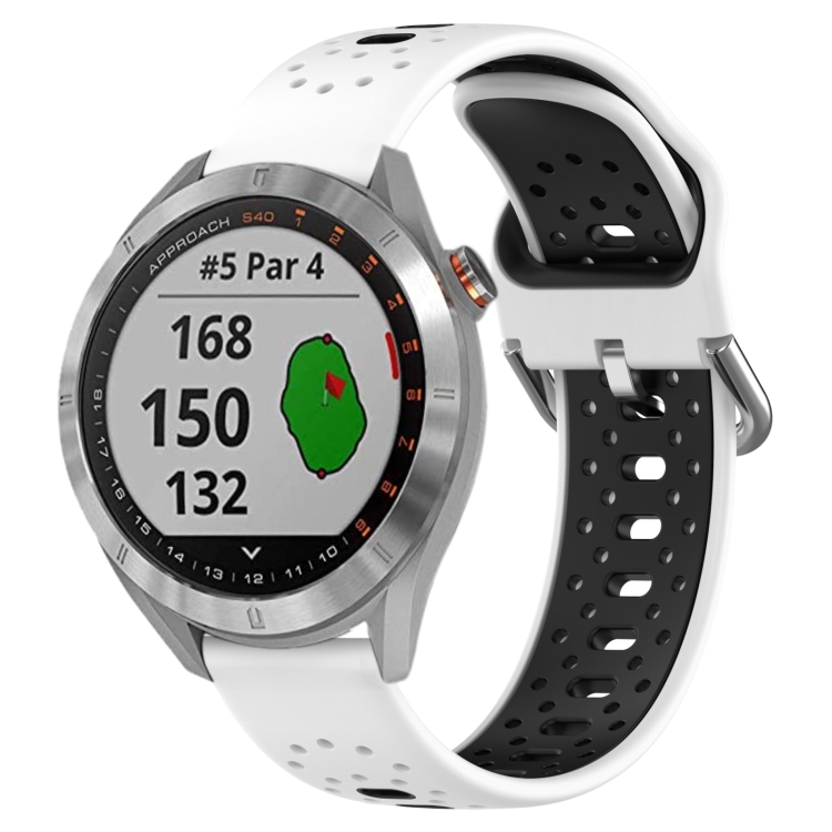 For Garmin Approach S40 20mm Breathable Two-Color Silicone Watch