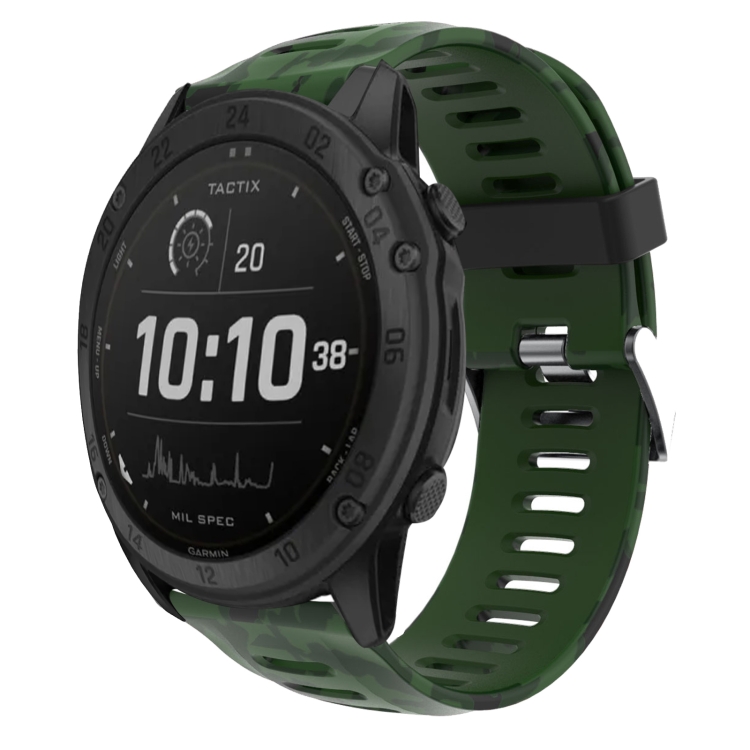 For Garmin Tactix Delta 26mm Camouflage Printed Silicone Watch