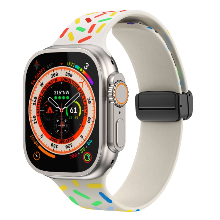 For Apple Watch 2 38mm Rainbow Dots Silicone Magnetic Black Buckle