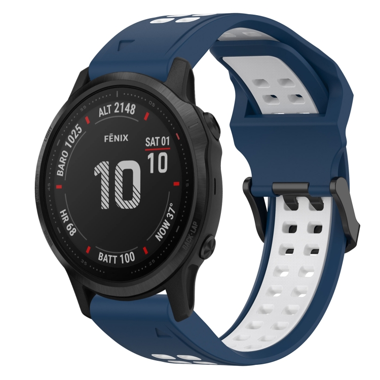 Pour Garmin Fenix 6X Pro Sports Bracelet de montre en silicone à dégagement  rapide bicolore (noir