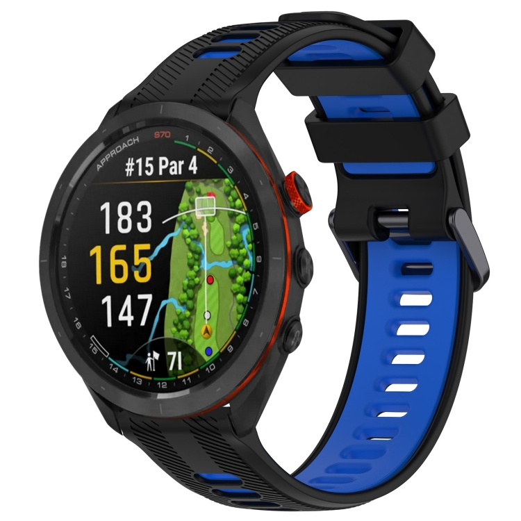 For Garmin Approach S70 47mm Sports Two-Color Silicone Watch Band