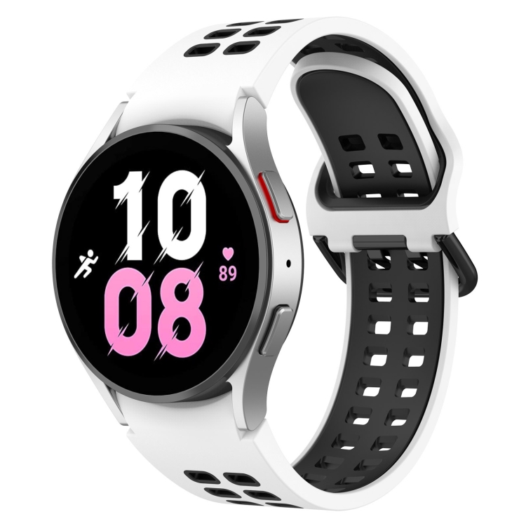 Per Samsung Galaxy Watch 5 44mm Cinturino in silicone traspirante bicolore  (bianco + nero)