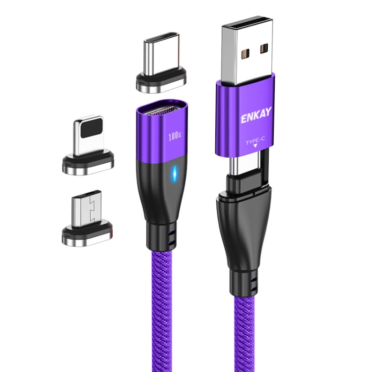 Enkay 3 in 1 USB a ip / Tipo-c / Cavo di Ricarica Rapida Mcro Usb