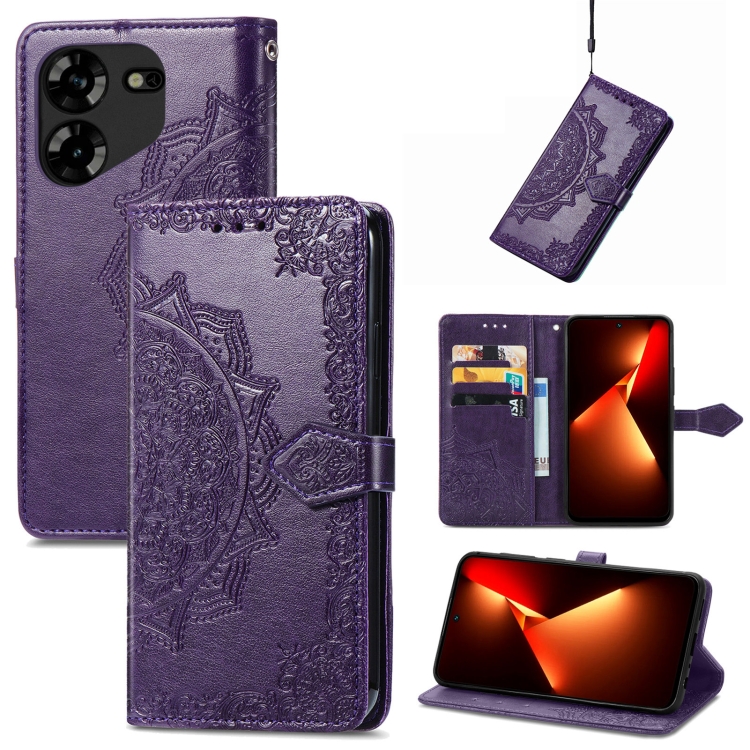 Para Realme 11 Pro + Funda para teléfono de cuero con relieve de flor de  mandala (