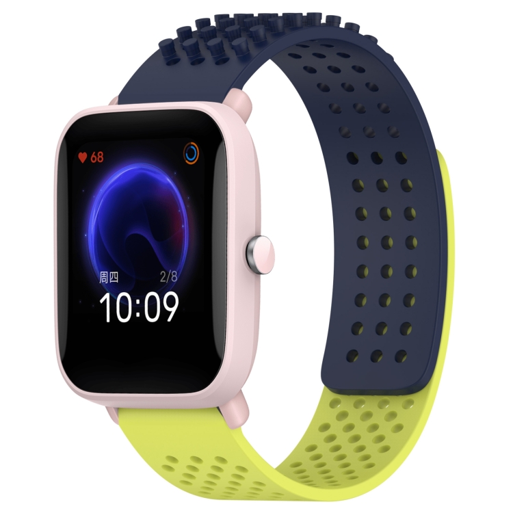 Per Amazfit GTS 2 Mini cinturino in silicone bicolore traspirante da 20 mm  (blu notte +