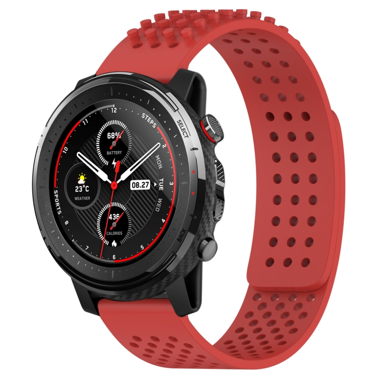 Para Amazfit GTR 4 Pro 22 mm Textura cruzada Correa de reloj con hebilla de  acero de silicona de dos colores (rojo + negro)