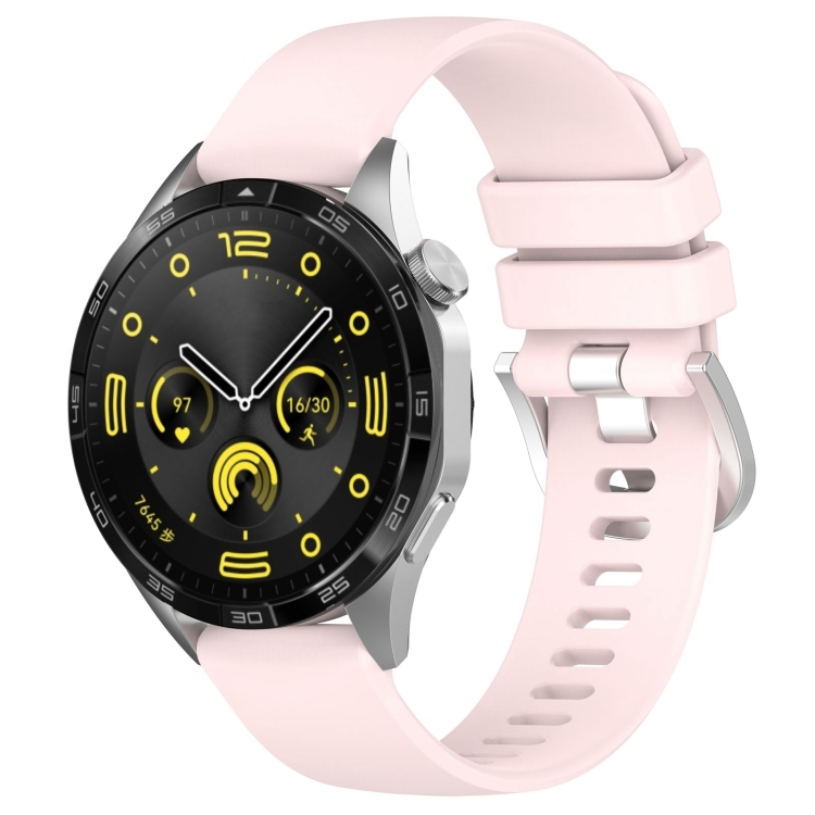 Para Huawei Watch GT4 41 mm 18 mm Correa de reloj de silicona con hebilla  plateada