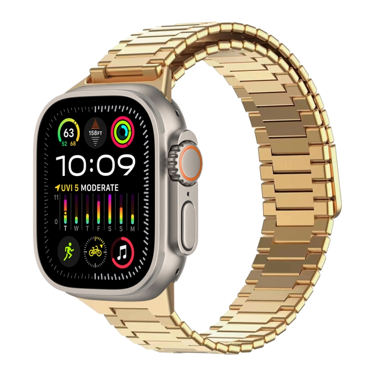 For Apple Watch Ultra 2 49mm Bamboo Magnetic Stainless Steel Metal