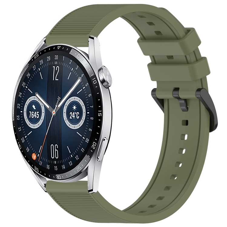 For Huawei Watch GT3 46mm 22mm Textured Silicone Solid Color Watch  Band(Green)