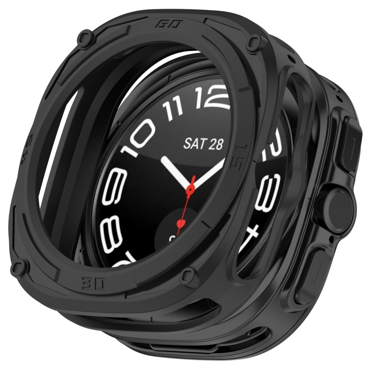 For Samsung Galaxy Watch Ultra 47mm Armored TPU Watch Protective Case Black