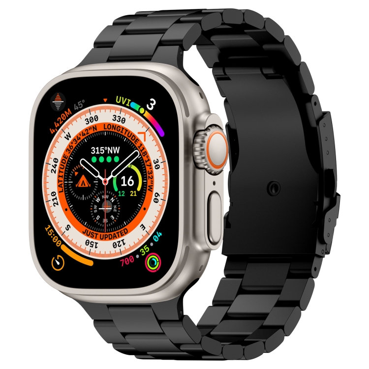 Apple Watch Ultra 49mm 3ビーズ チタン合金 メタルウォッチバンド(ブラック)