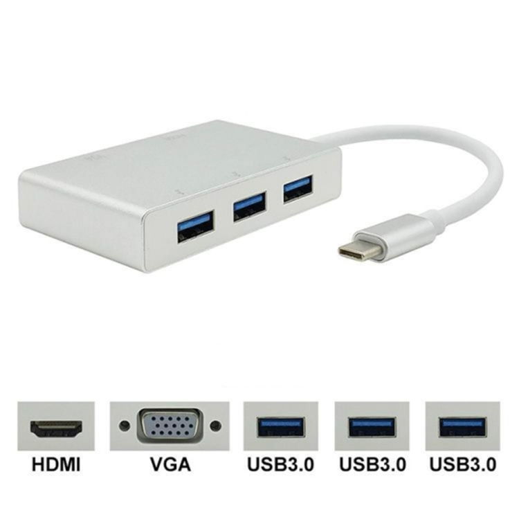 USB 3.1 Type C to VGA & USB OTG & USB-C Female Adapter Multiport Hub Thunderbolt 