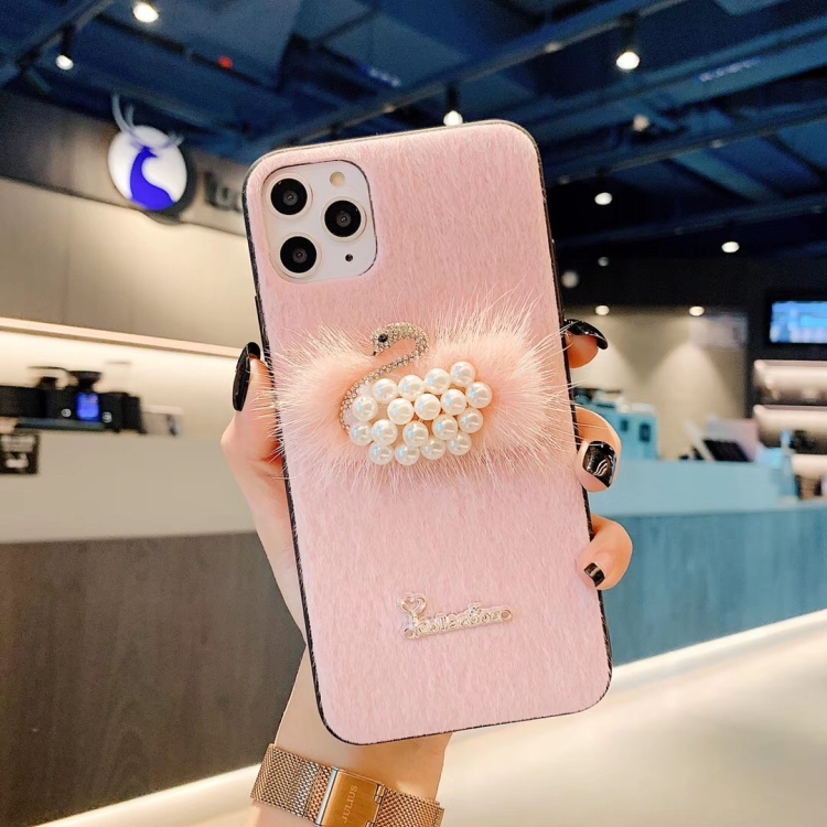 For iPhone 11 Pro Swan Mink Cell Phone Case Pink