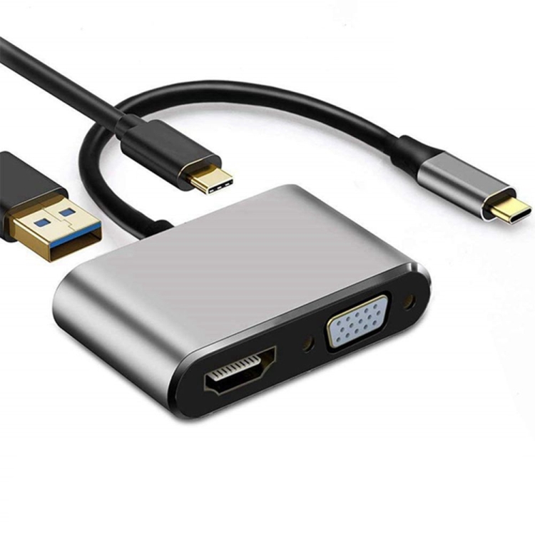 hub multiport USB C pour MacBook Pro/Air USB A 3.0 Surface Pro 8 /X hub de Type C avec 4K-HDMI,1080P-VGA Hub USB C et appareils de Type C 87W PD Adaptateur USB C vers HDMI VGA iMac 2021/2020 