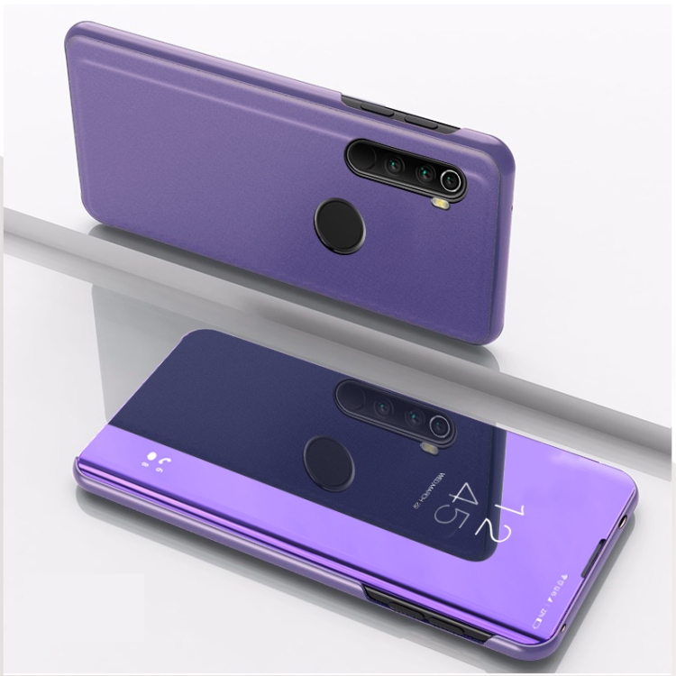 Per Motorola G8 Plus in pelle con ribaltamento orizzontale a specchio  placcato con supporto fondina per cellulare (viola blu)