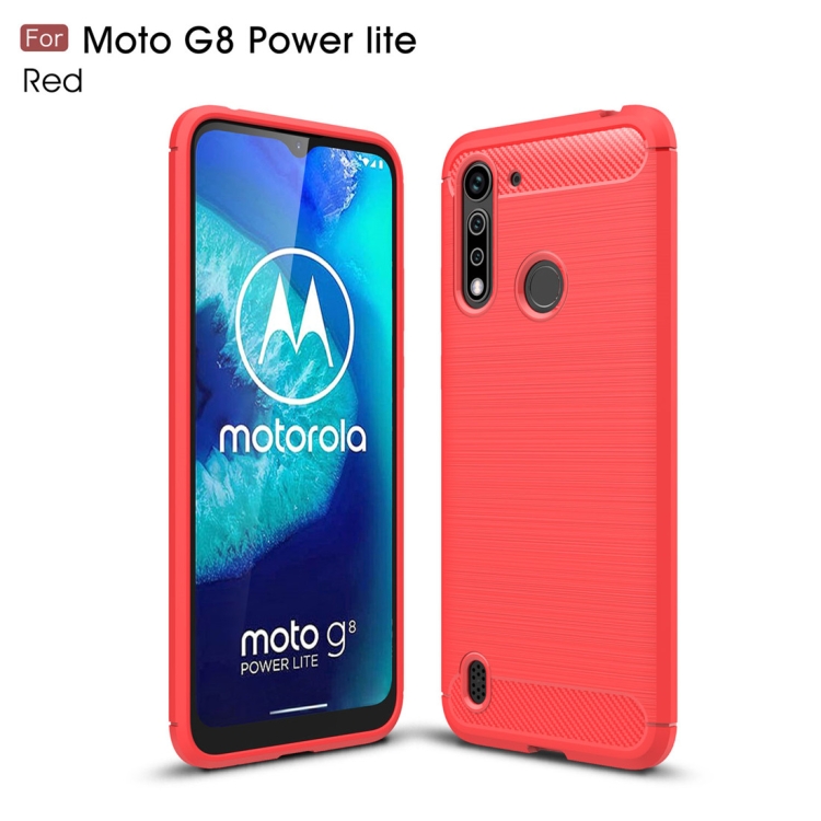 For Motorola Moto G8 Power Lite Brushed Texture Carbon Fiber TPU