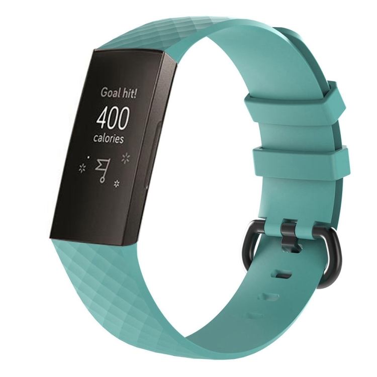 Diamond Pattern Silicone Watch Band per Fitbit Charge 4 piccole dimensioni  ： 190*18mm (verde chiaro)