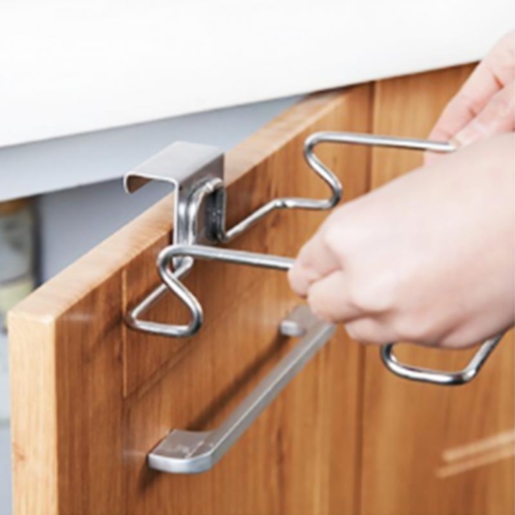 Stainless Steel Hanging Garbage Trash Bag Holder Storage Hanger Rack