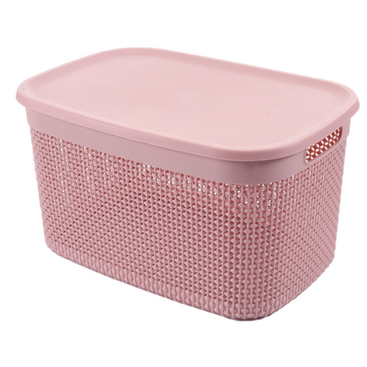 4pcs School Storage Baskets, Rectangular Hollow Out Plastic Basket