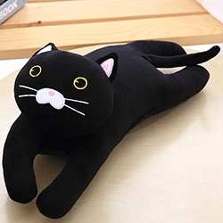 Elastic Plush C Shaped Animals Body Pillow Kids Bedding Pillow Sleeping  Companion Pillow(Black cat)