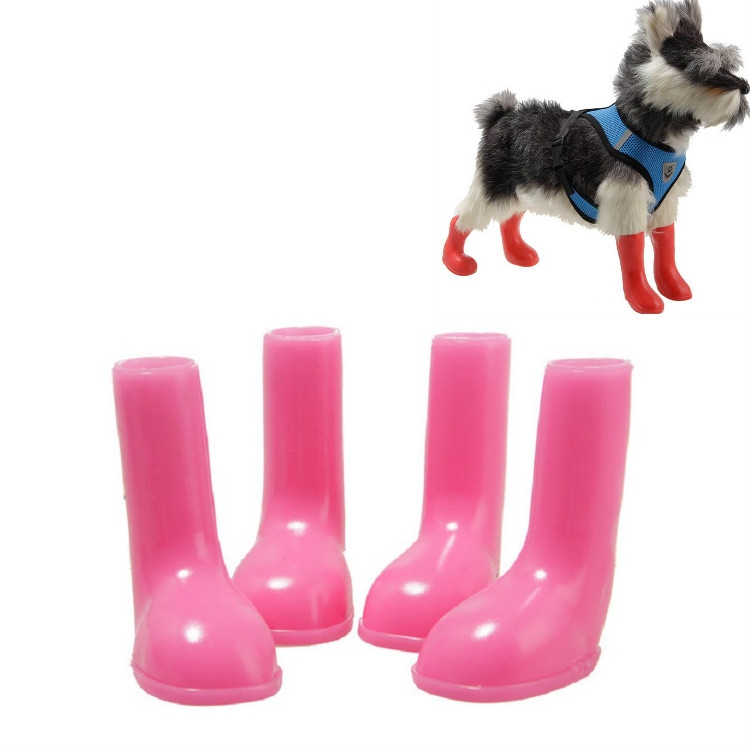 Set Cachorro de Perro de los Zapatos de PU Impermeable para Mascotas Botas de Lluvia Antideslizante de los Zapatos Antideslizante elástica Protectora para Mascotas Hotaluyt 4pcs