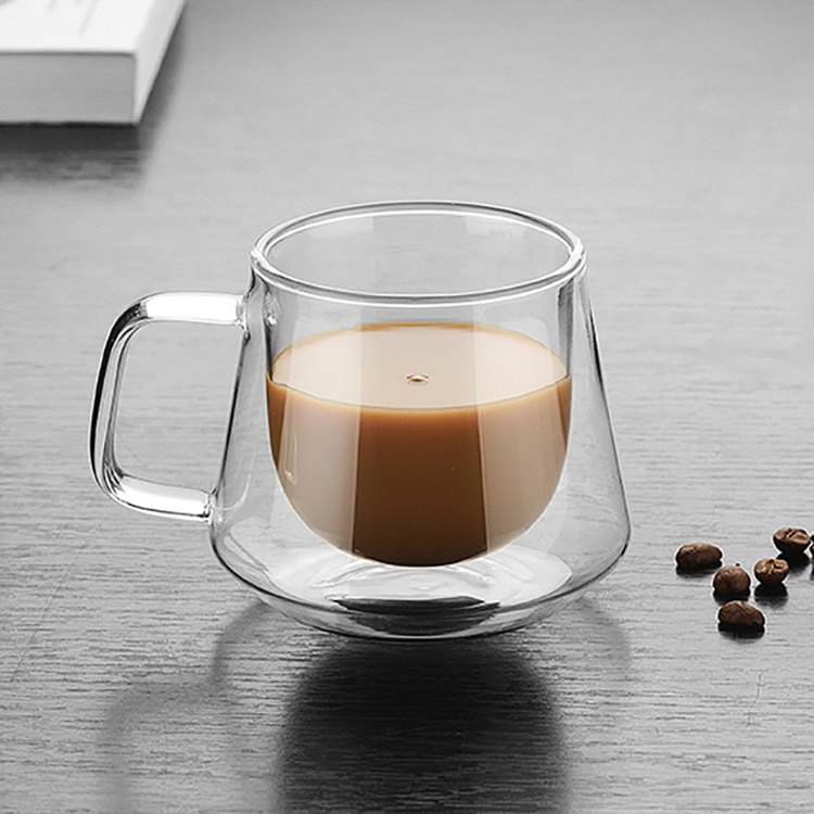 Tasse à double paroi Tasses de bureau Isolation thermique Double tasse à  café Tasse en verre de café, Style: Sans étiquette