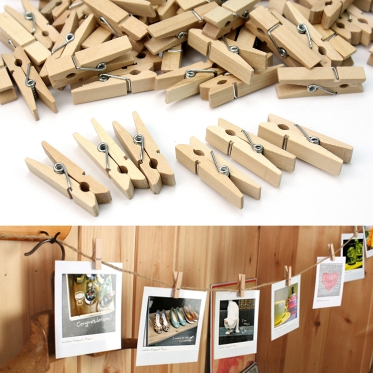 Mini pinzas de madera naturales de 100 piezas, pinzas para