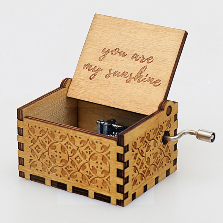 Retro Wooden DIY Music Box Mini Handcranked Creative Music Box(You Are