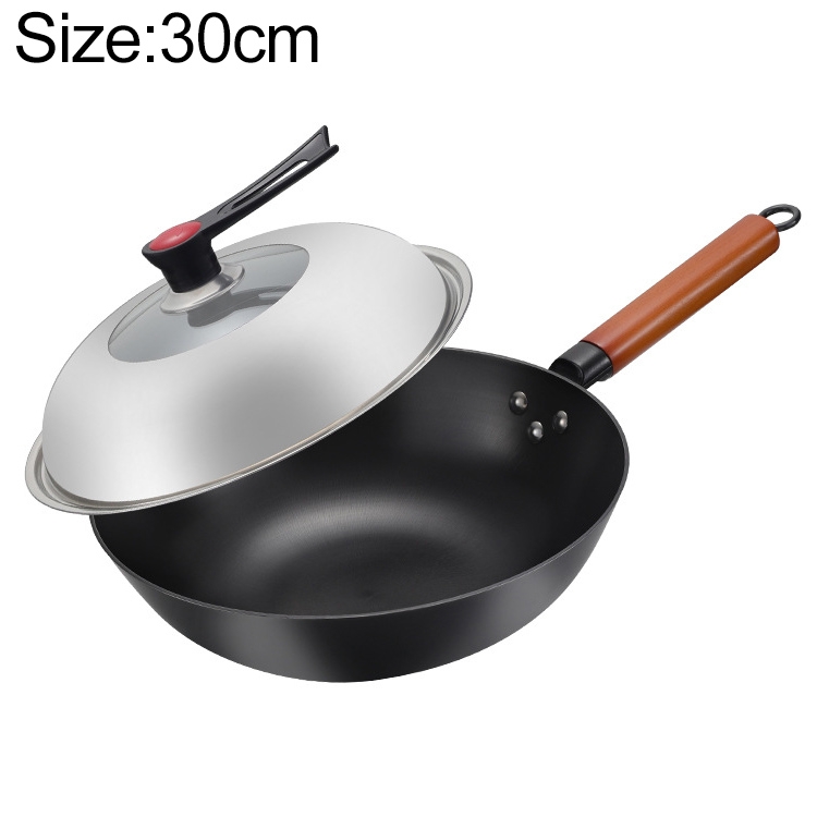 Uncoated Household Cast Iron Wok Suitable for Induction Cooker Gas