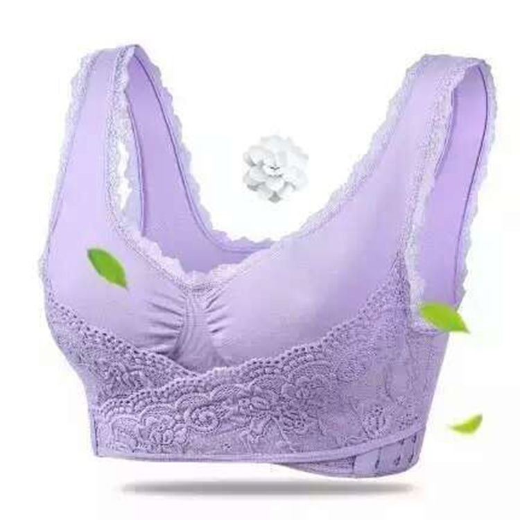 Sexy Front Cross Side Buckle Wireless Lace Bra Breathable For Women Sport  Yoga
