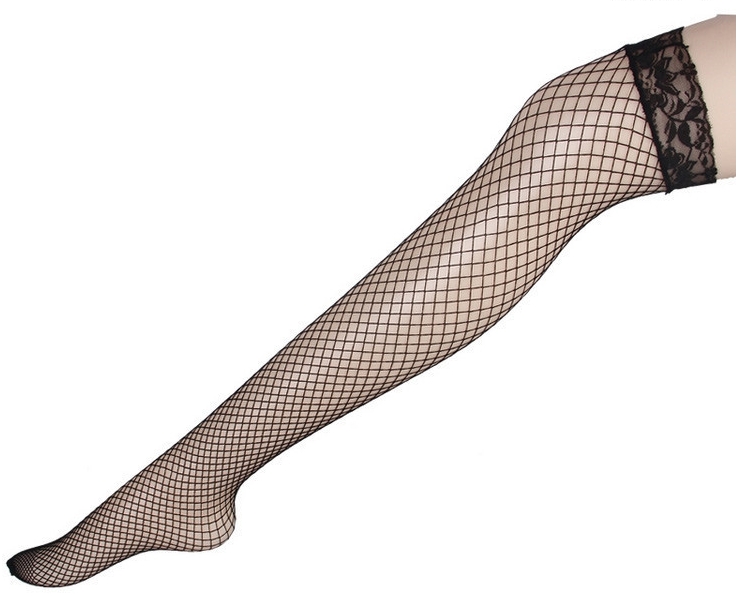 New Sexy Lace Top Hold Ups Stockings Fishnet Sheer Elasticated Or ...