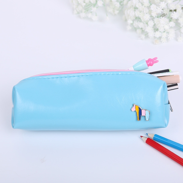 PU Leather Cute Pencil Case, School Stationery Storage Bag