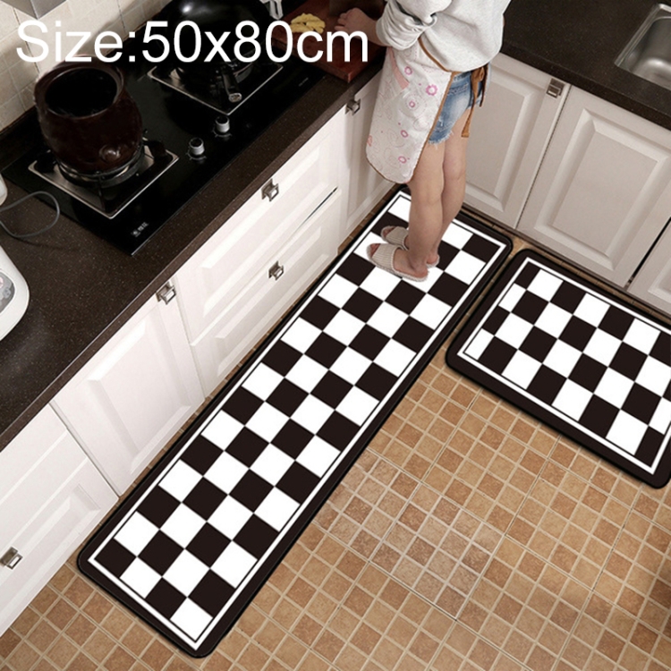 Geometric Lattice Carpet Kitchen Bath Antiskid Mat, Size50x80cm(Black