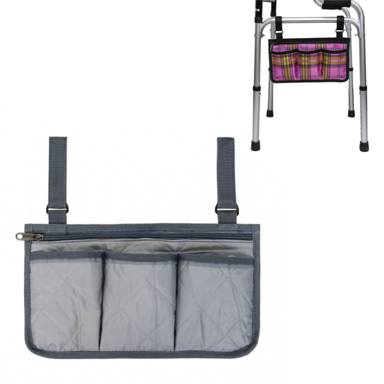 Walking Aid Wheelchair Armrest Side Storage Bag Car Storage Hanging Bag (Gray)